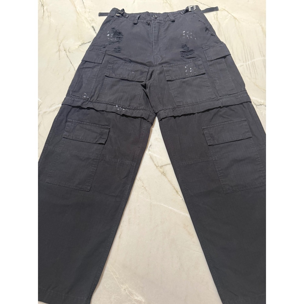 Balenciaga Unisex XS Convertible Cargo Pants Distressed Paint Splatter Utility - Picture 2 of 16